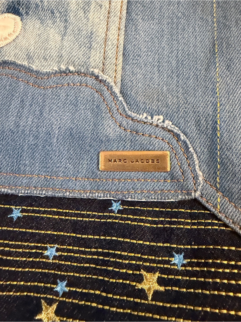 Marc Jacobs x Julie Verhoeven Applique Abstract-Art Denim Messenger Bag - Picture 5 of 13